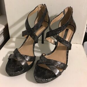 BCBG snake print heels